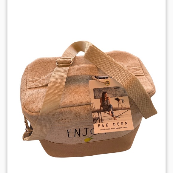 NWT Rae Dunn Lunch tote with Removable Shoulder Strap and Utensil Case - Picture 3 of 8